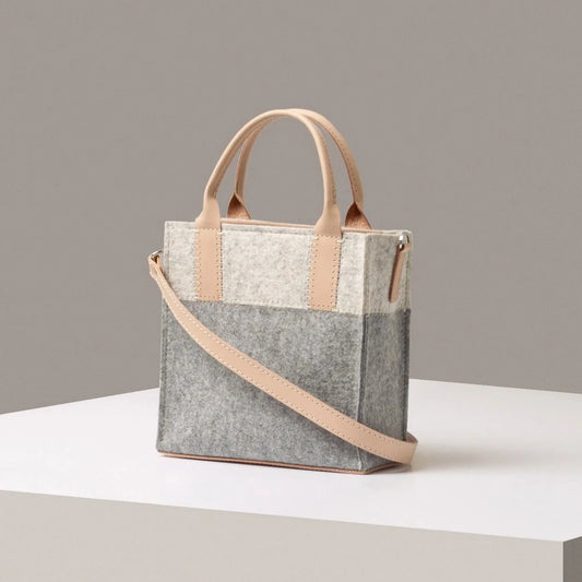 Granite & Heather White & Natural Jaunt Merino Wool Tote