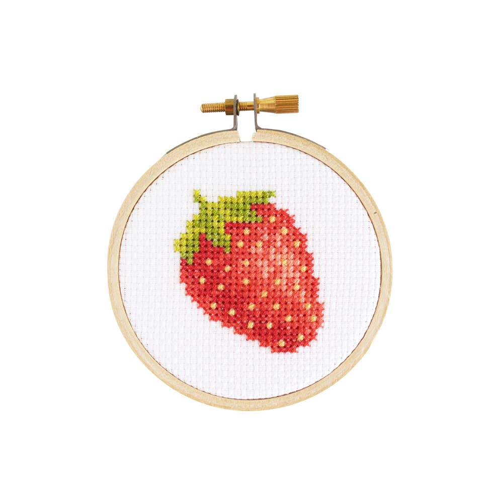 Stranded Stitch Strawberry DIY Mini Cross Stitch Kit