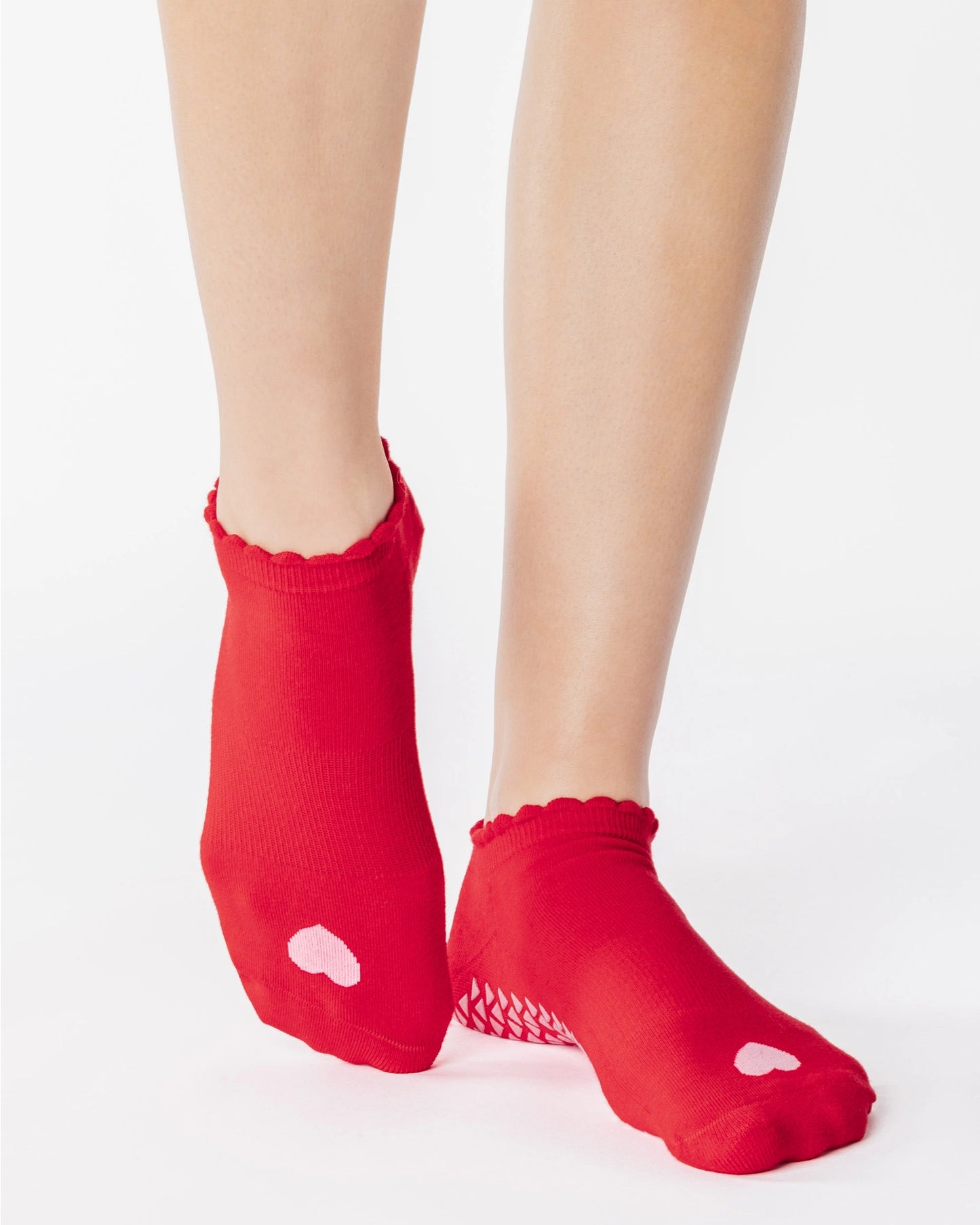 Pointe Studio -  Women's Love Full Foot Grip Sock Pink Red