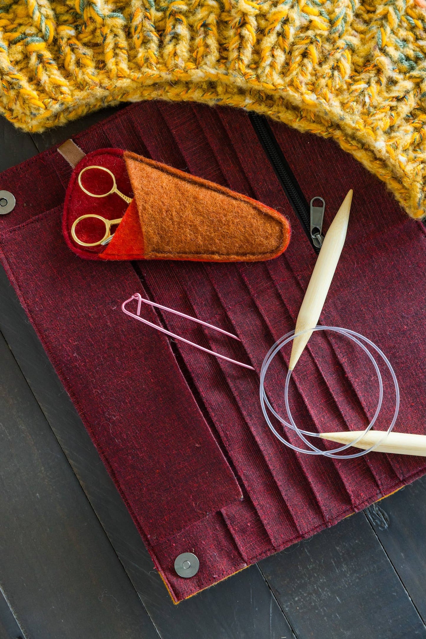 100% Wool Felt Knit/Crochet Needle Case