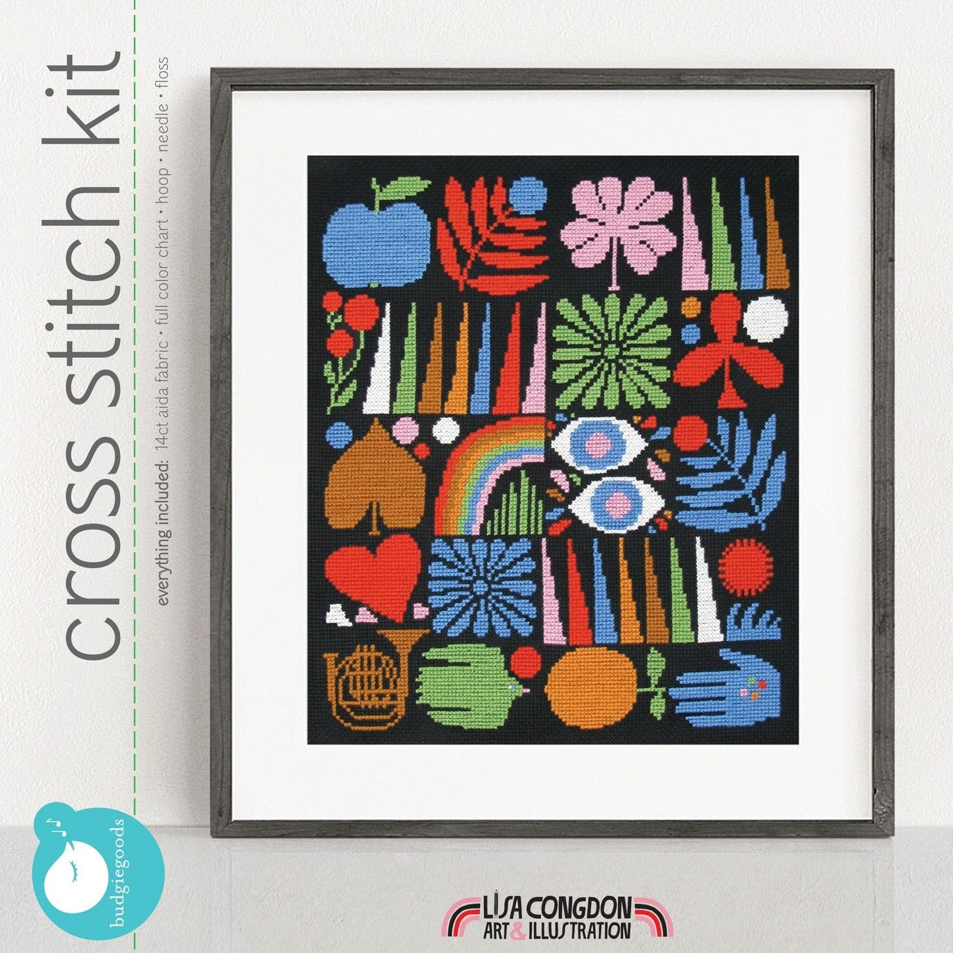 Budgie Goods Lisa Congdon Joyful Grid Cross Stitch Kit