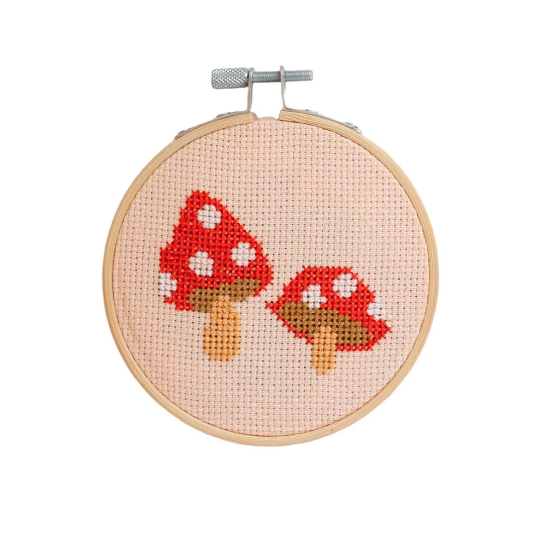 Cotton Clara Toadstool Cross Stitch Kit - Red