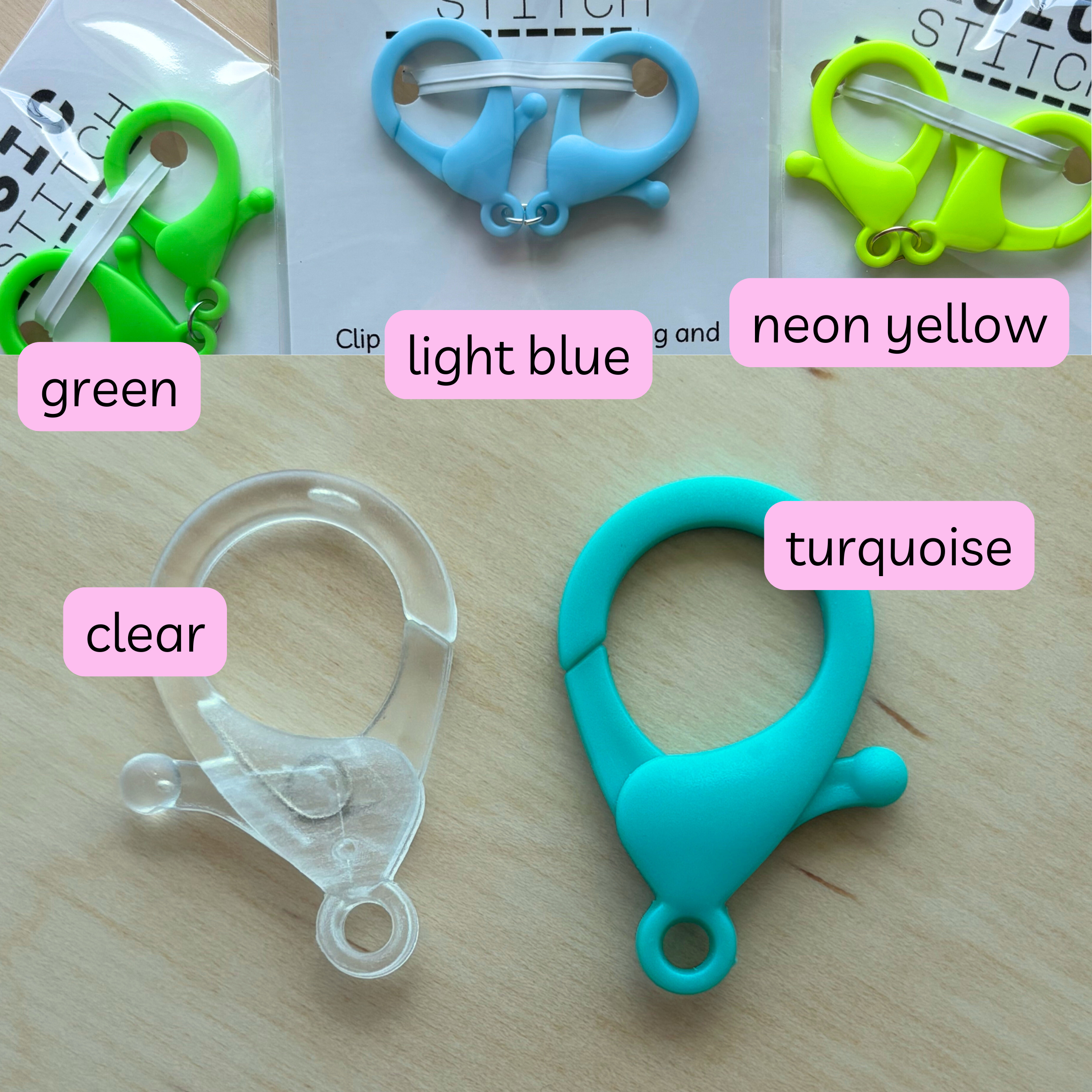 Comma Craft Stitch Marker Claw Clip Holder Keychain - Neon Yellow ...