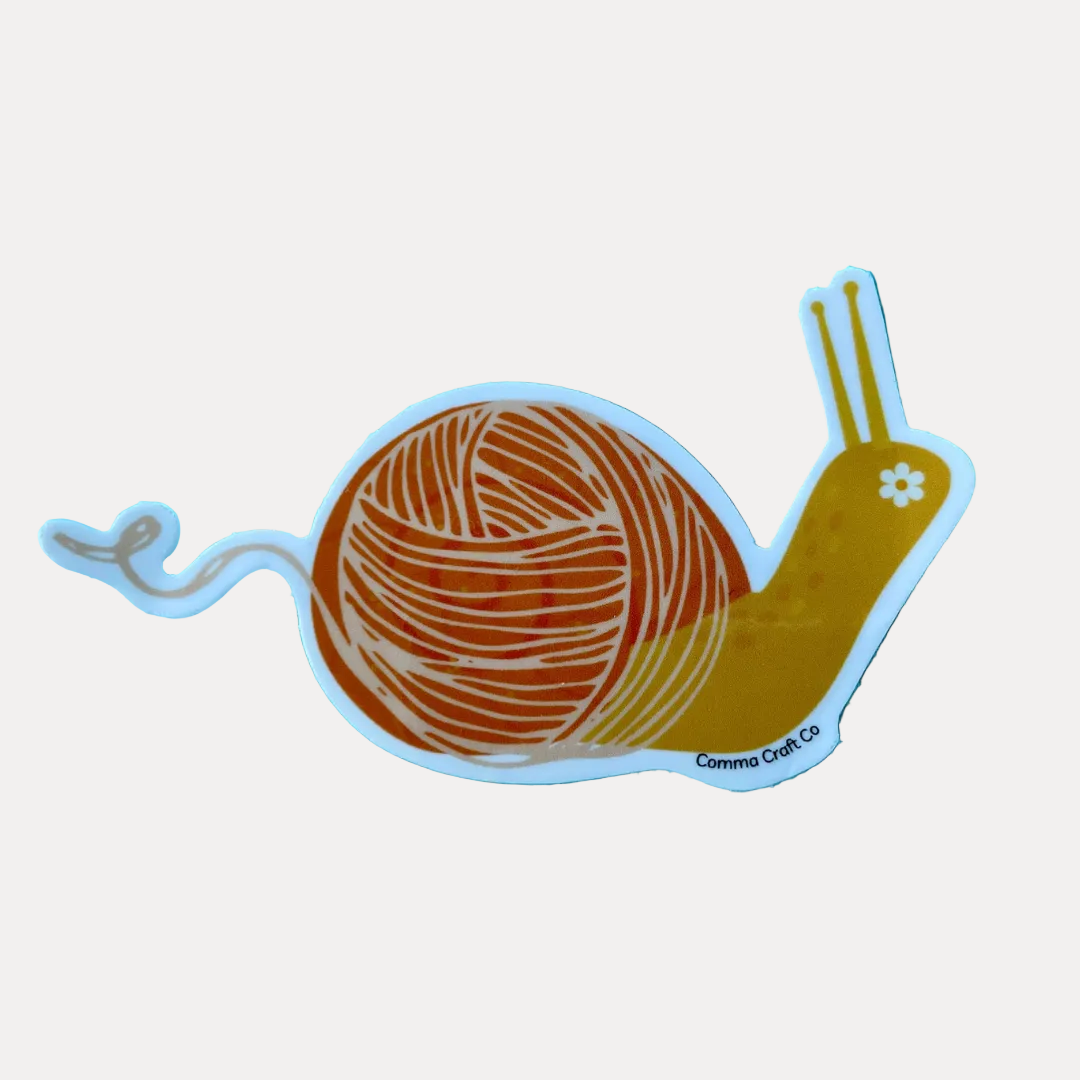Vinyl Sticker - Yarn Snail Orange - Crochet Knitting