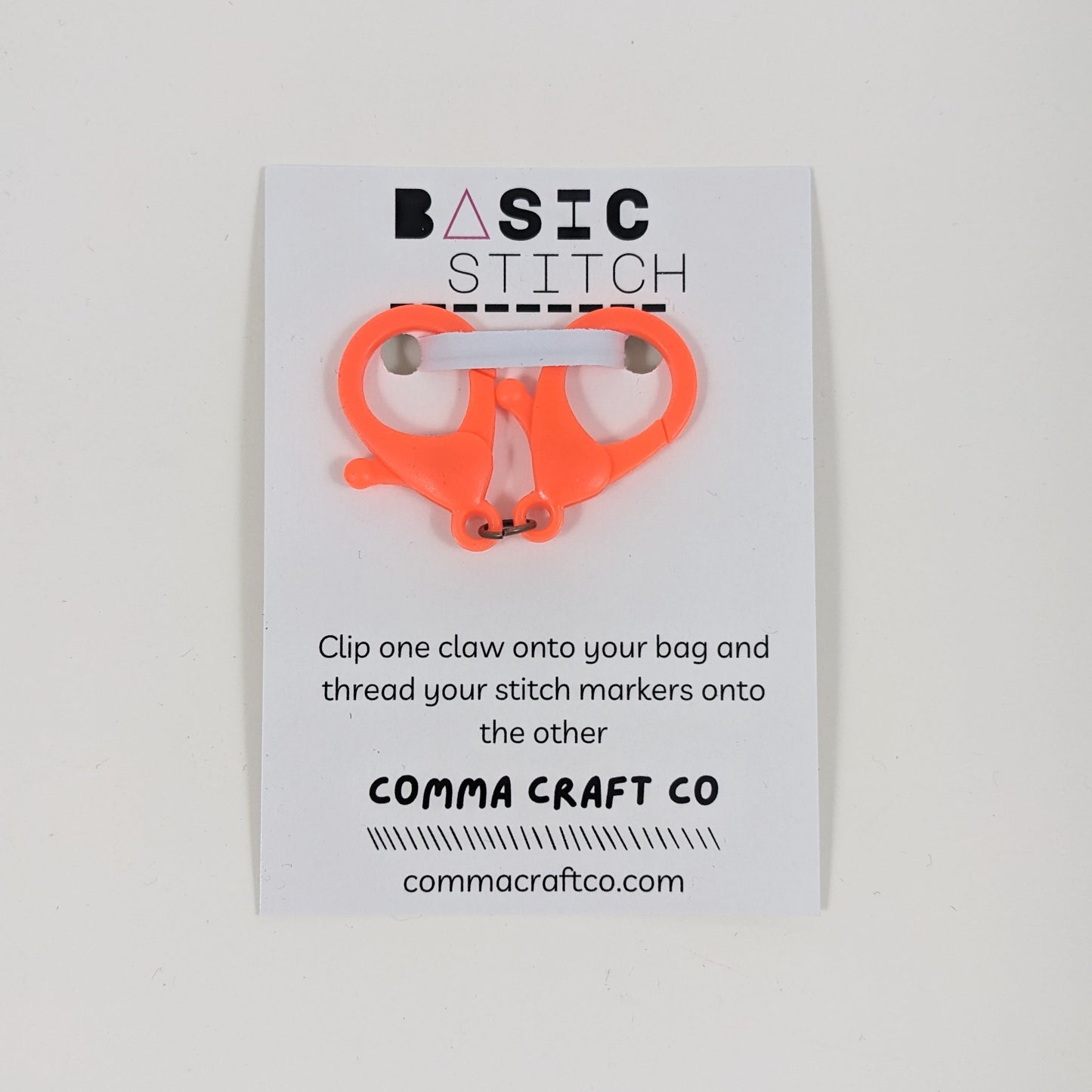 Comma Craft Stitch Marker Claw Clip Holder Keychain - Hot Orange