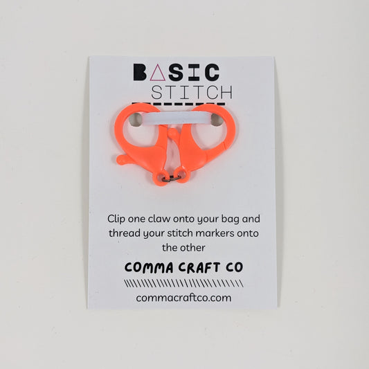 Comma Craft Stitch Marker Claw Clip Holder Keychain - Hot Orange