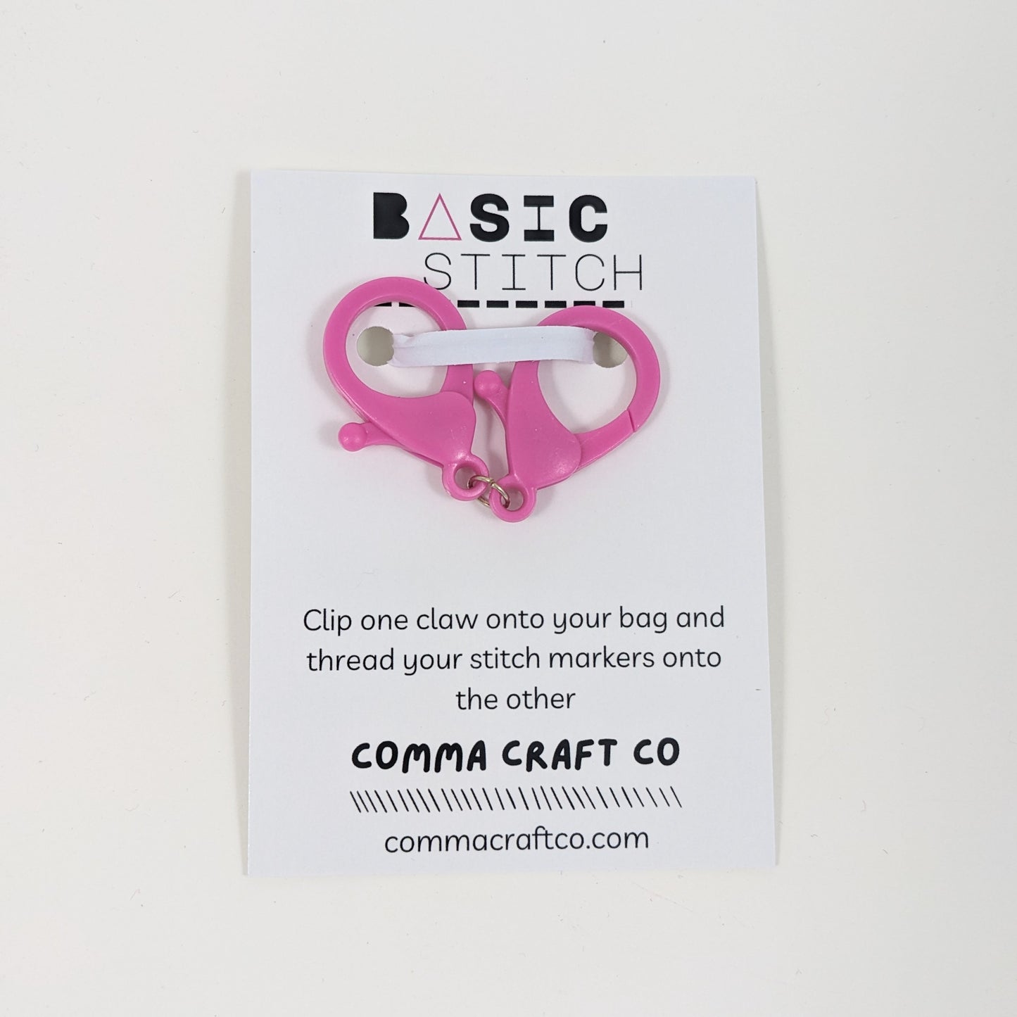 Comma Craft Stitch Marker Claw Clip Holder Keychain - Deep Pink