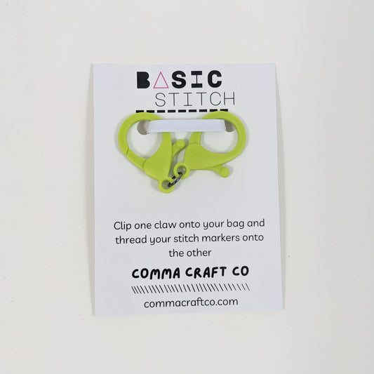 Comma Craft Stitch Marker Claw Clip Holder Keychain - Chartreuse