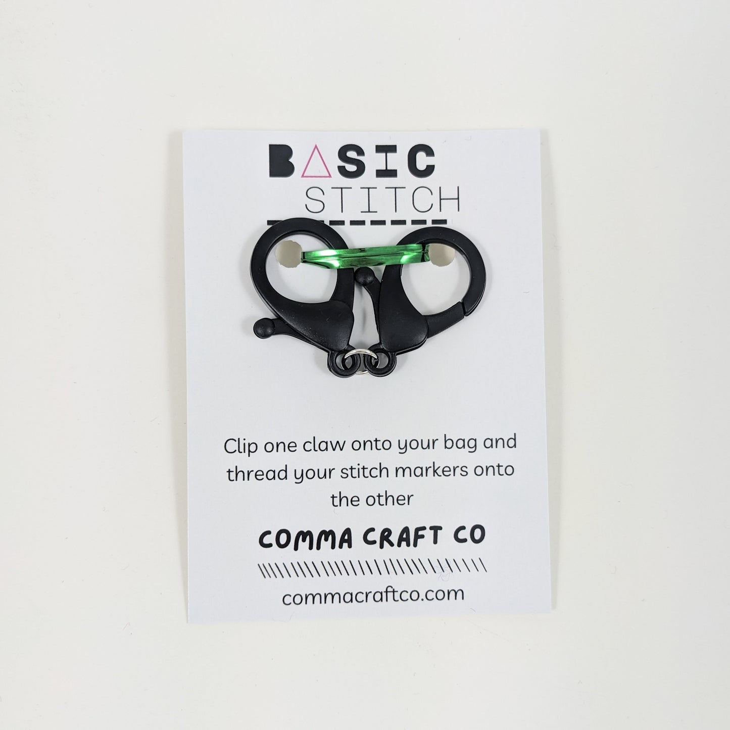 Comma Craft Stitch Marker Claw Clip Holder Keychain - Black