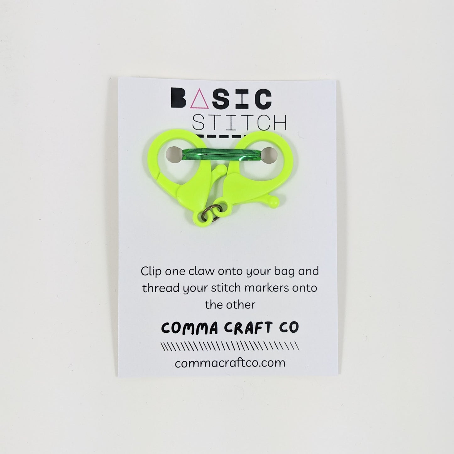 Comma Craft Stitch Marker Claw Clip Holder Keychain - Neon Yellow