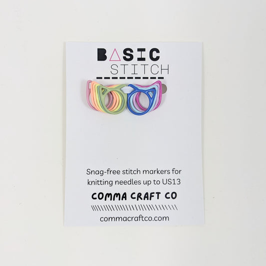 Comma Craft Basic Stitch Markers Cat - Jumbo Rainbow