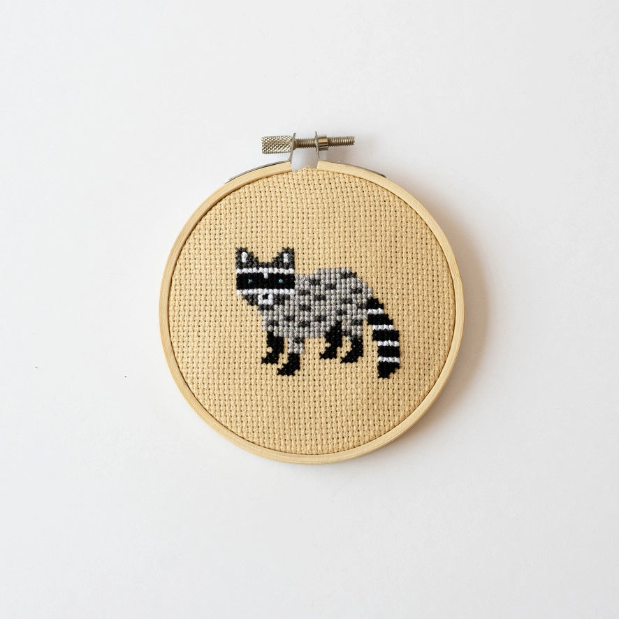 Cotton Clara Beginner Racoon Cross Stitch Kit