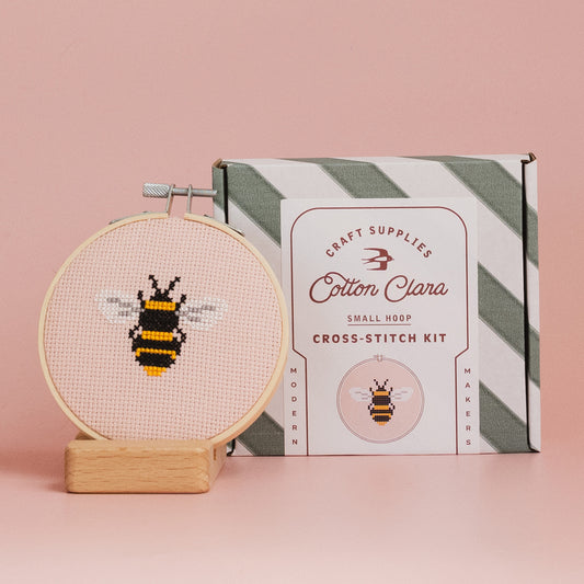 Cotton Clara Beginner Bumble Bee Cross Stitch Kit