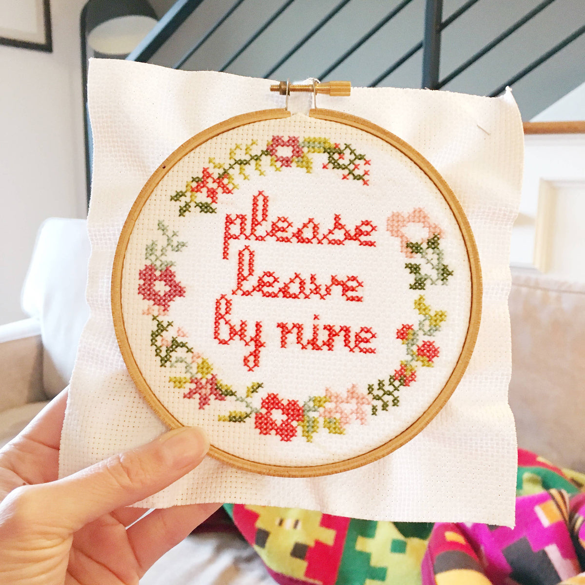 Stranded Stitch Please Leave By Nine Cross Stitch Kit