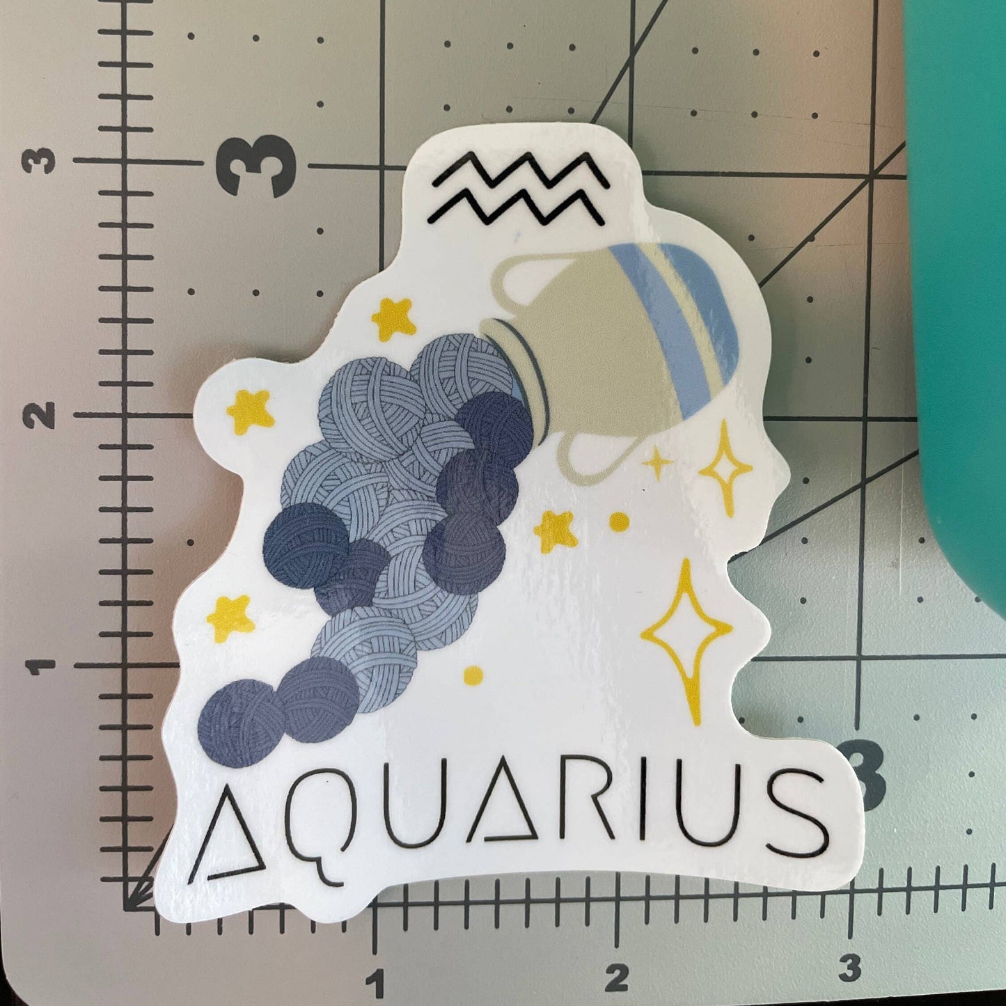 Vinyl Sticker Yarn Zodiac Astrology - Aquarius Crochet