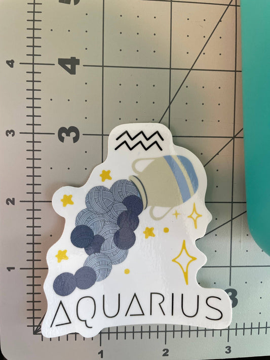 Vinyl Sticker Yarn Zodiac Astrology - Aquarius Crochet