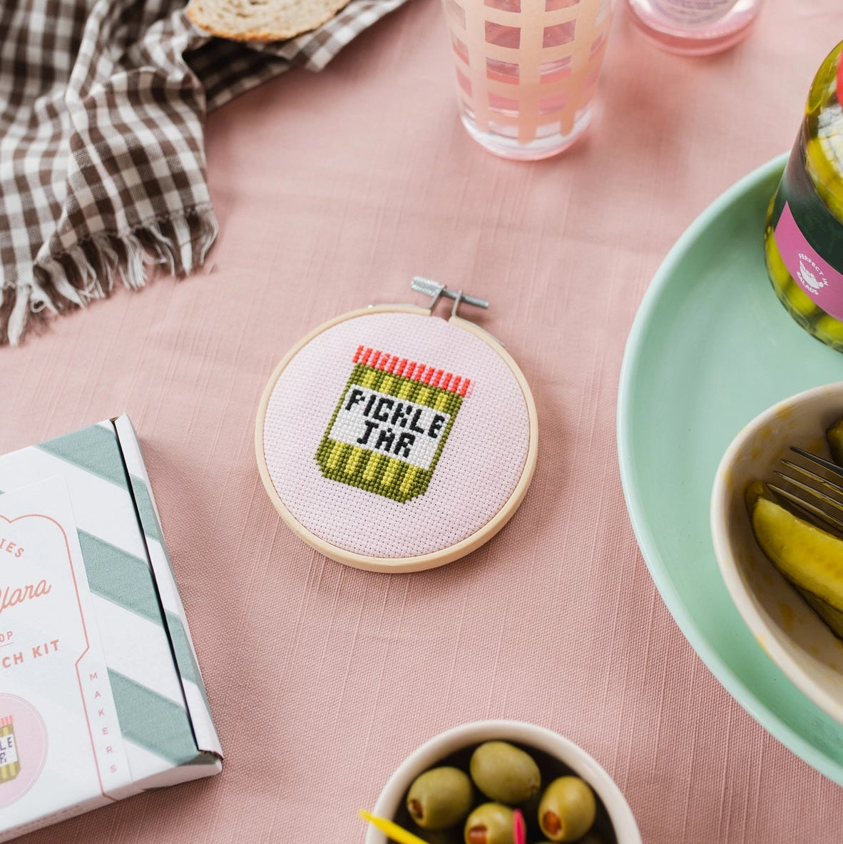 Cotton Clara Beginner Pickle Jar Cross Stitch Kit