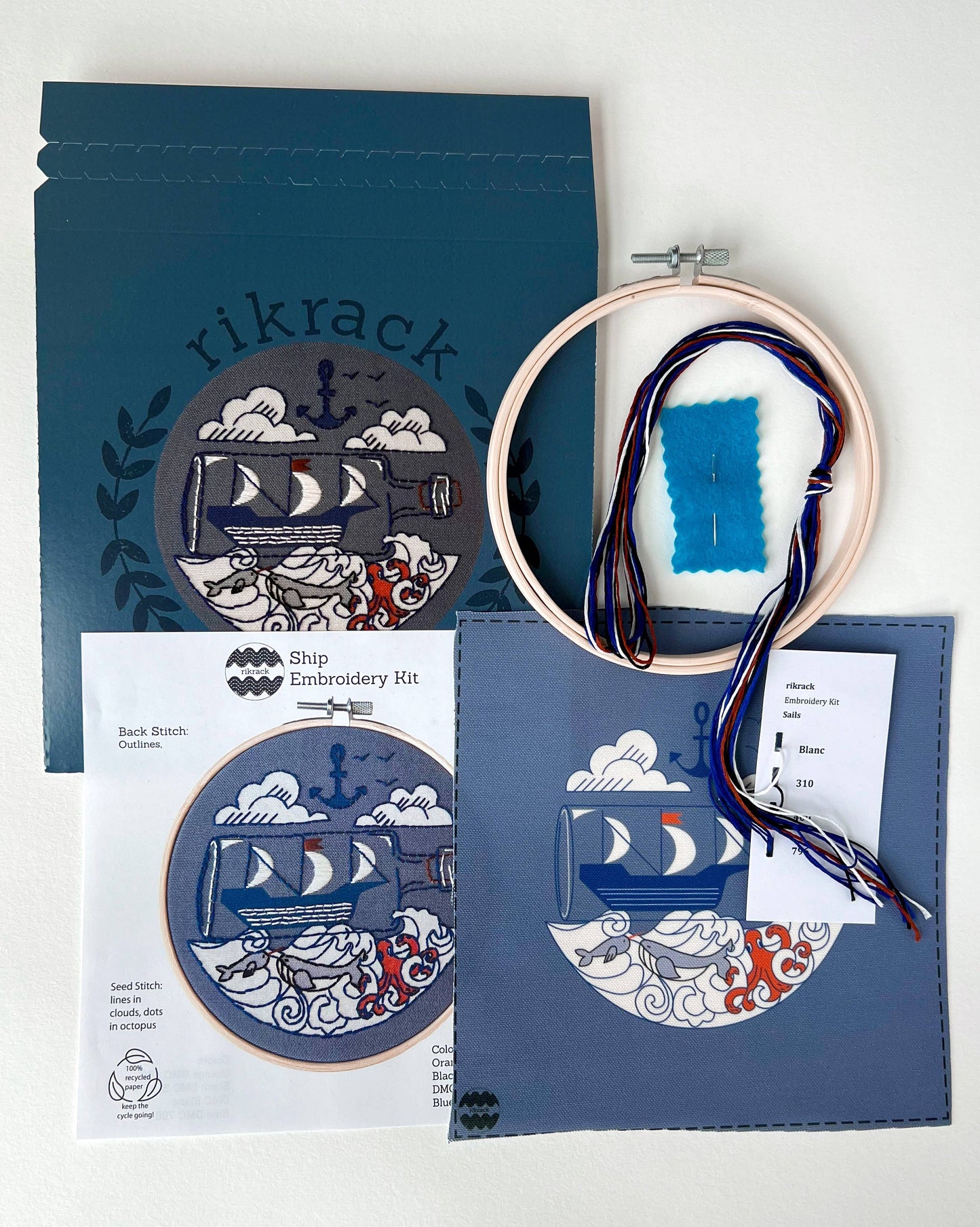 Rikrack Ship Embroidery Kit