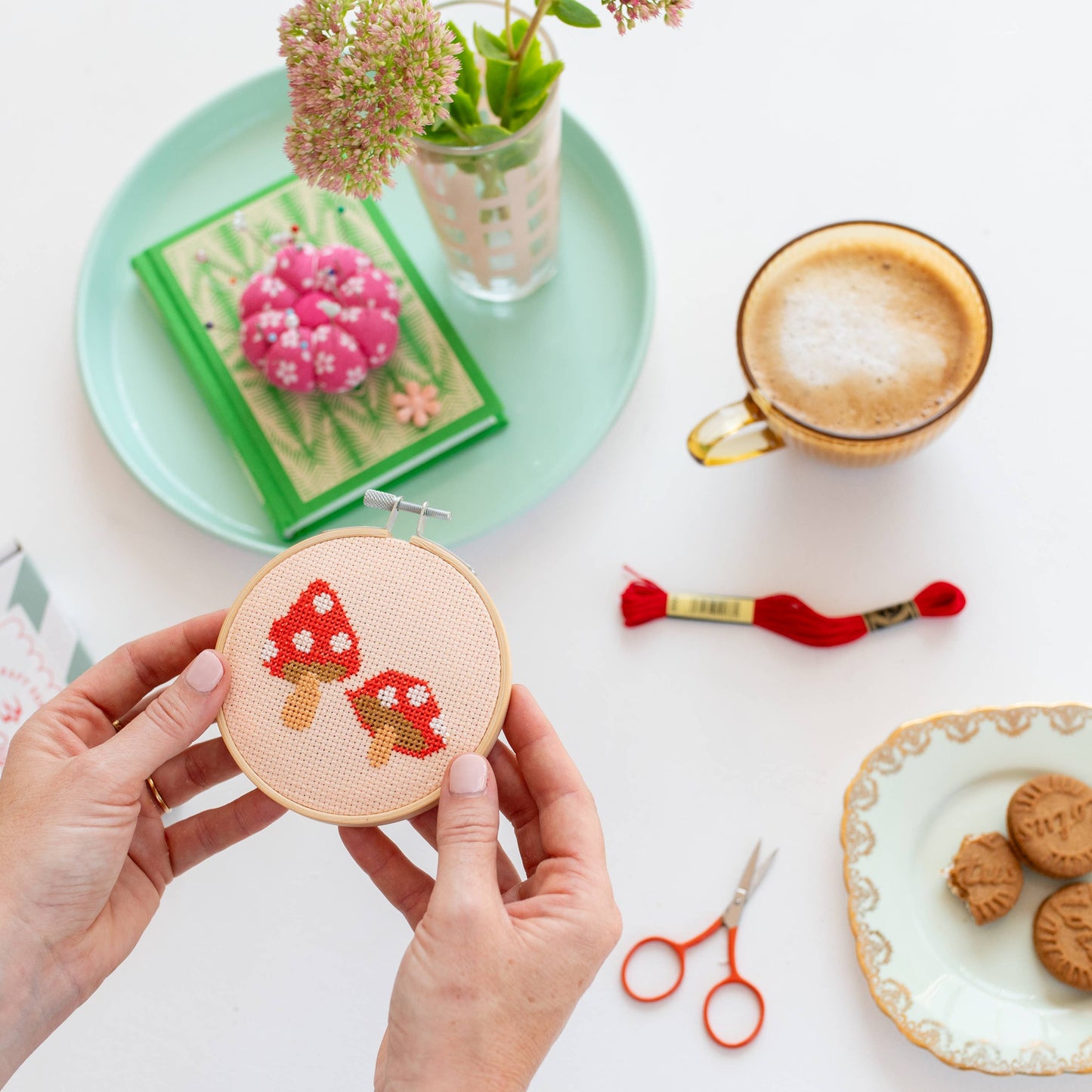 Cotton Clara Toadstool Cross Stitch Kit - Red