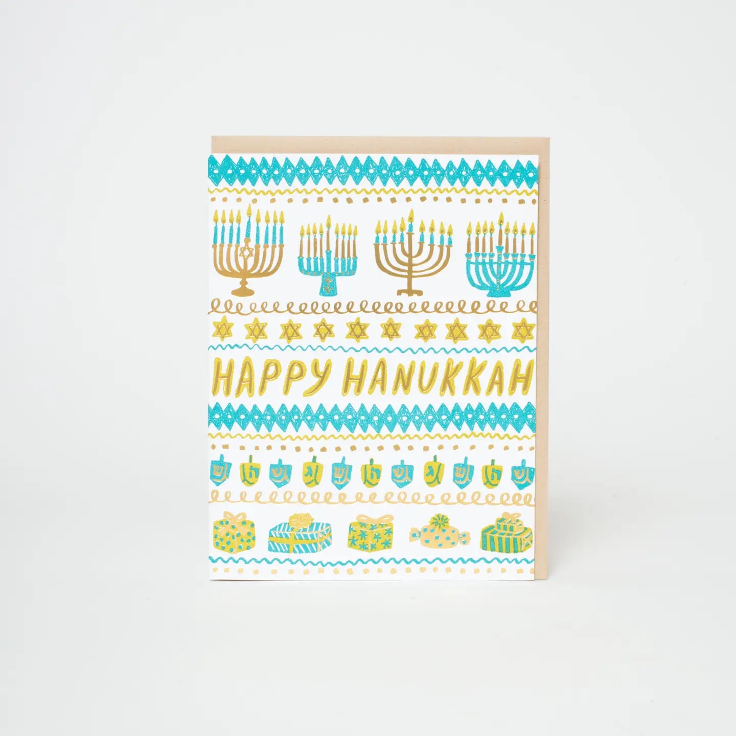 Hannukkah Stripes Letterpress Card