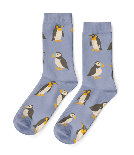 Yellow Owl Workshop - Penguins & Puffins - Small Crew Socks