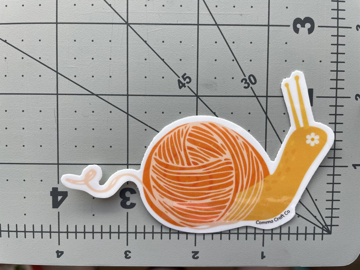 Vinyl Sticker - Yarn Snail Orange - Crochet Knitting