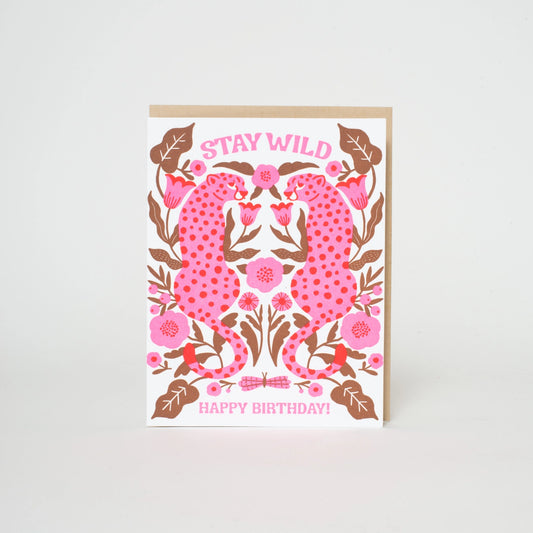 Birthday Stay Wild Leopards Letterpress Card