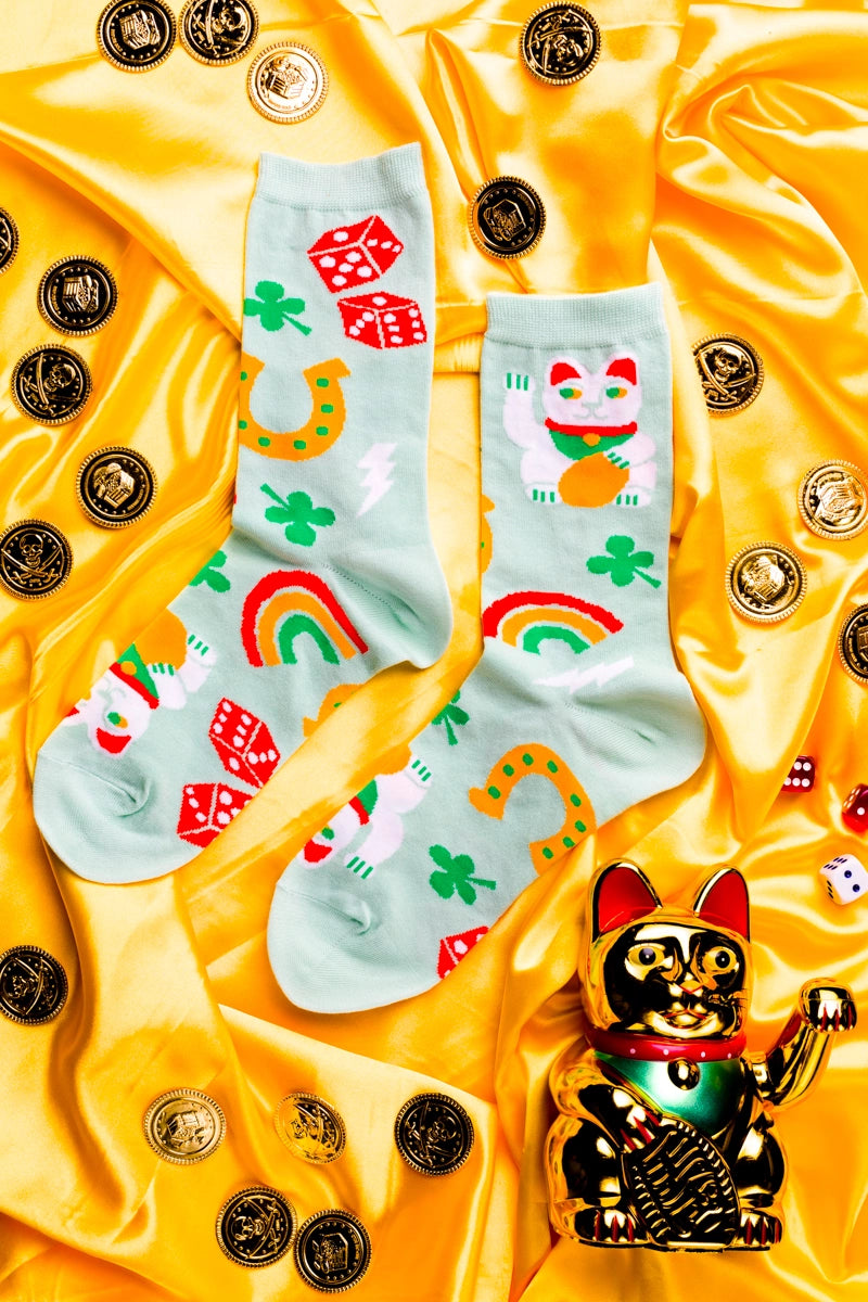 Yellow Owl Workshop - Women's - Women's - Lucky Cat & Clover Crew Socks