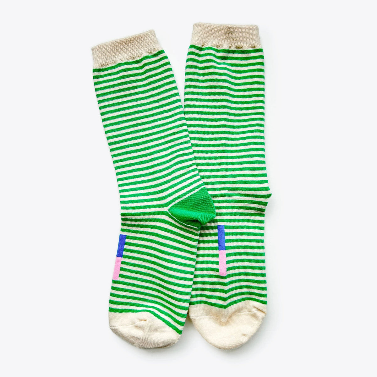 Hooray Sock Co. - Cole Thin Stripe Crew Socks — Fern