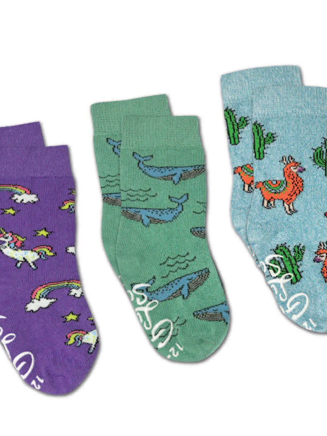 Good Luck Sock - Llamas, Unicorns and Whales Kids Socks / 3-Pack 2-4 Years