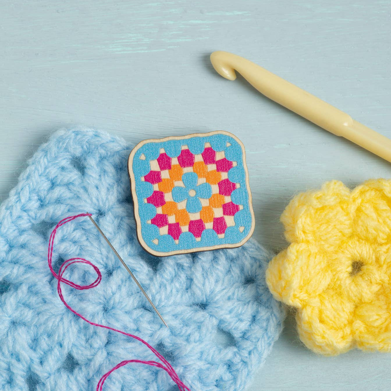 Granny Square Crochet Magnetic Needle Minder