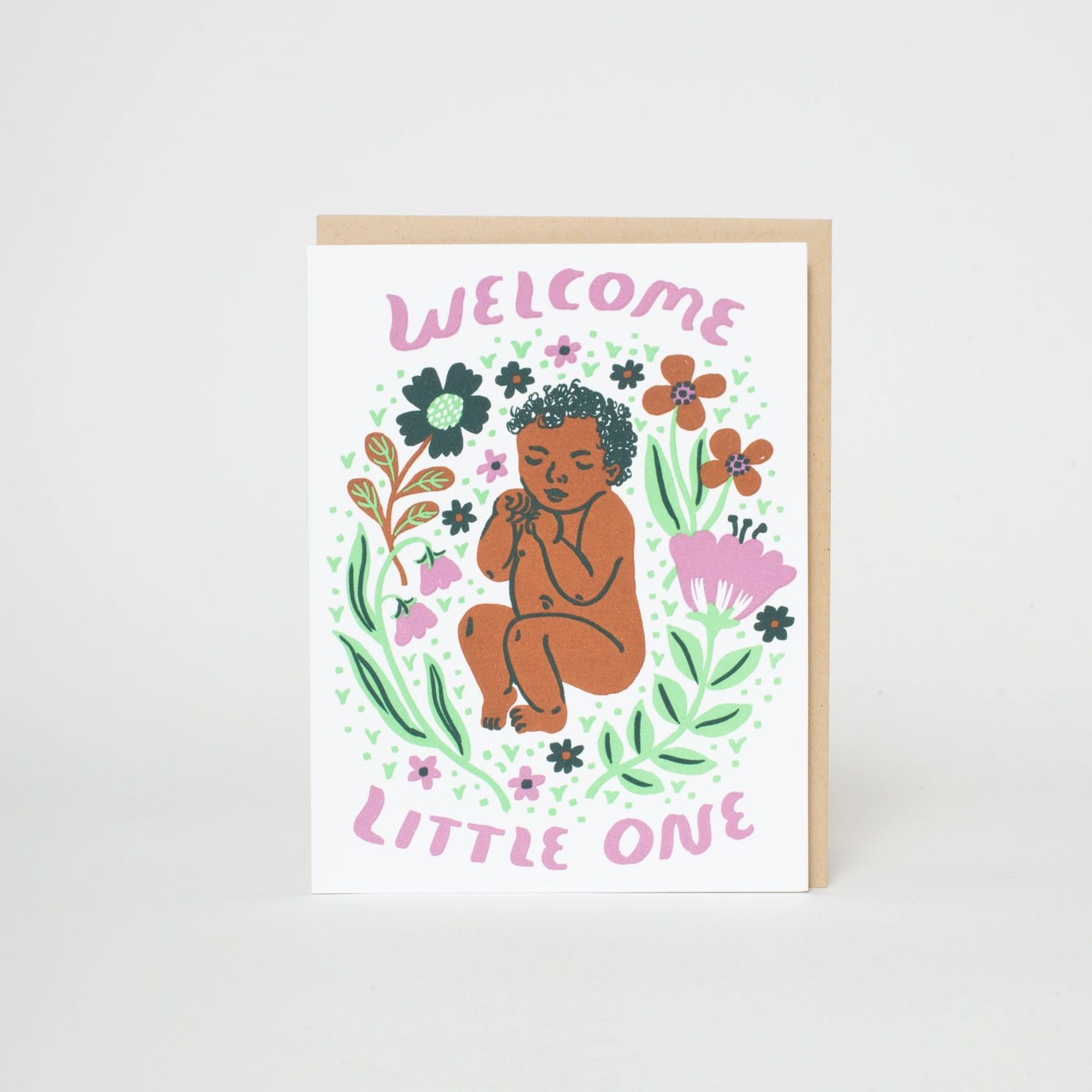 Baby Welcome Purple Letterpress Card