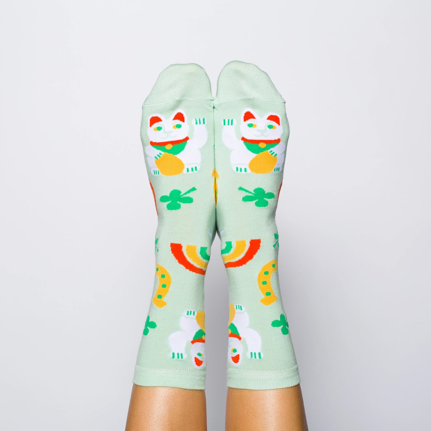 Yellow Owl Workshop - Women's - Women's - Lucky Cat & Clover Crew Socks