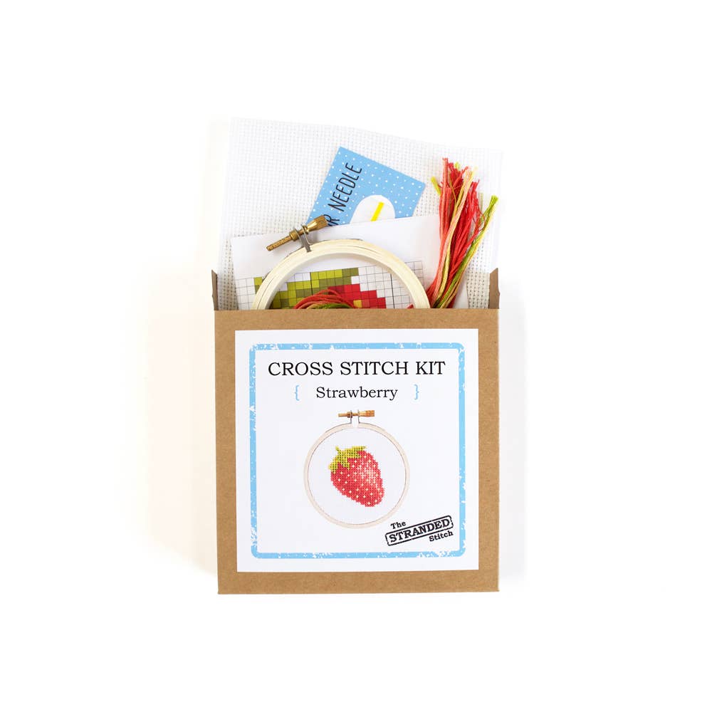 Stranded Stitch Strawberry DIY Mini Cross Stitch Kit