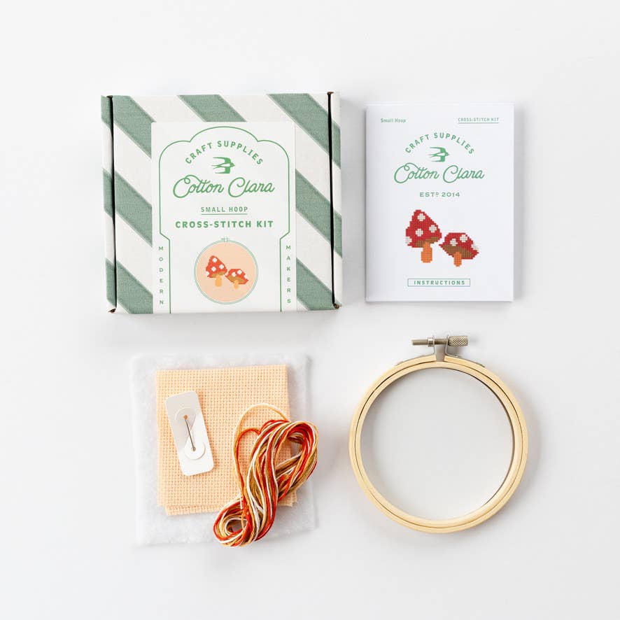 Cotton Clara Toadstool Cross Stitch Kit - Red