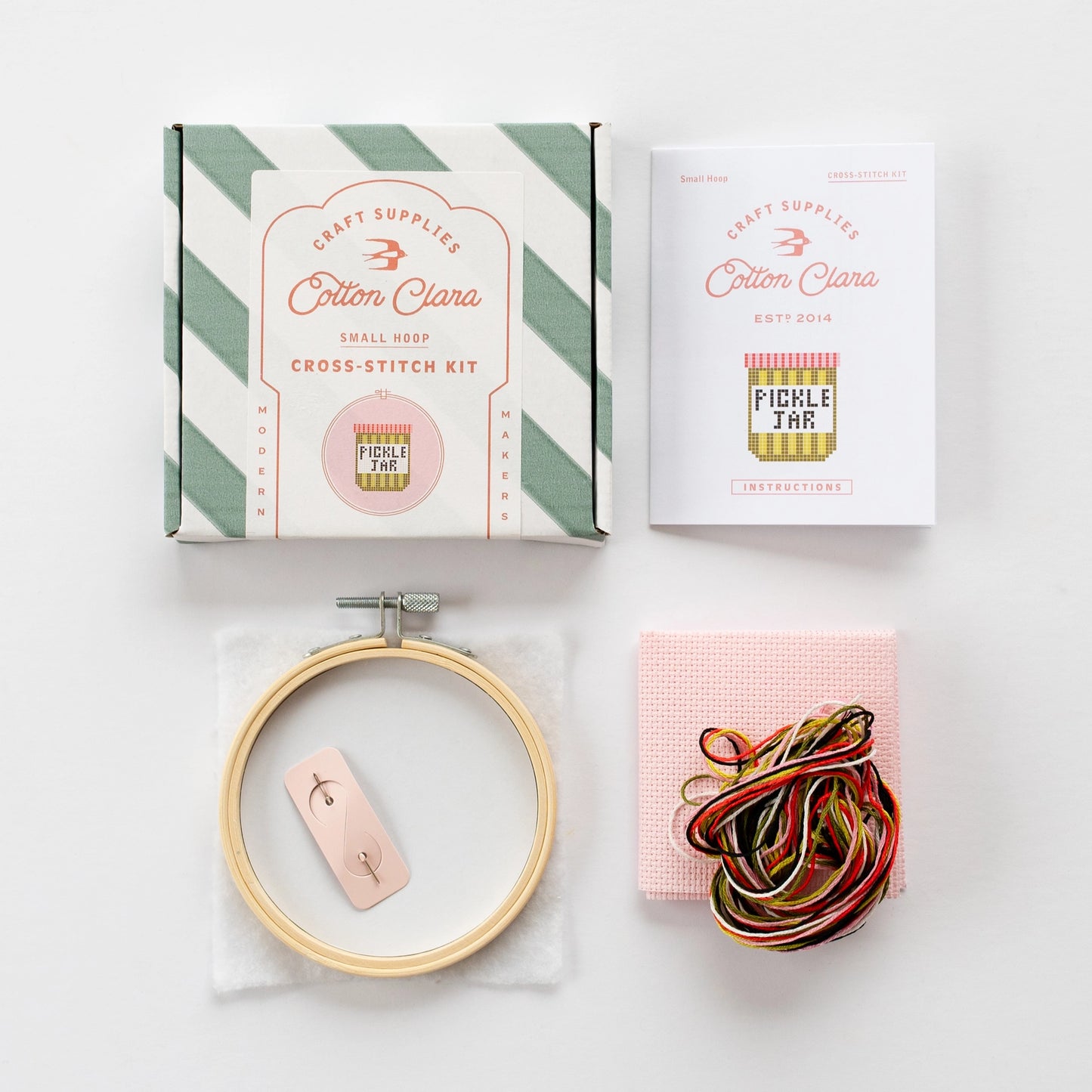 Cotton Clara Beginner Pickle Jar Cross Stitch Kit