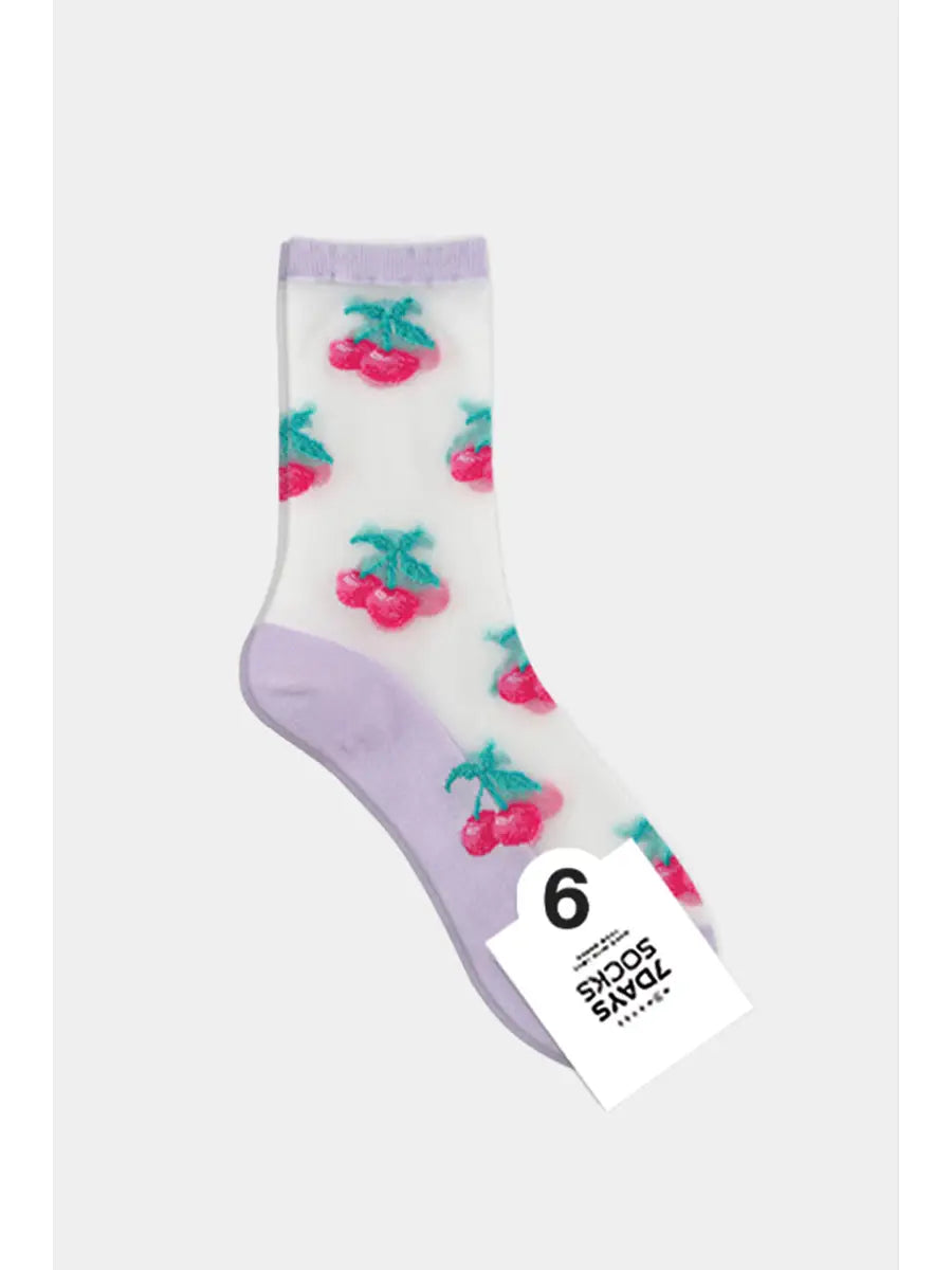 7DAYSSOCKS - Women's Crew See-Through Hi Juicy Socks W-L-271-6