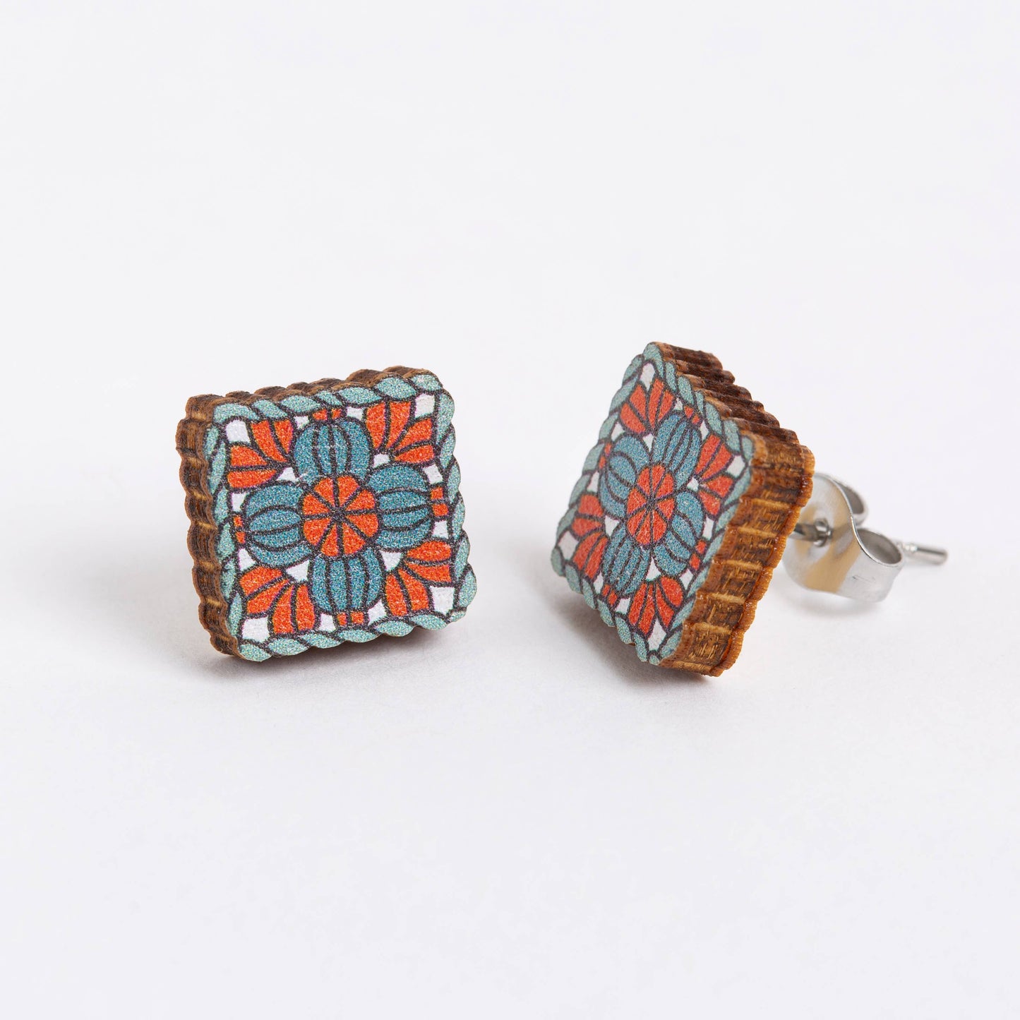 Granny Square Wooden Earrings