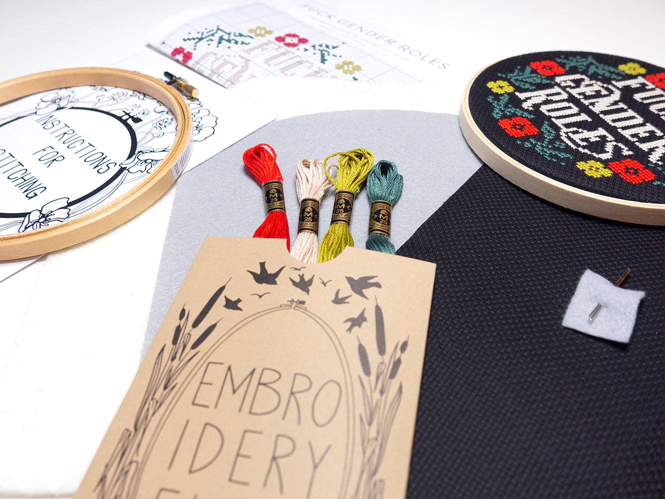 Fuck Gender Roles Cross Stitch Kit