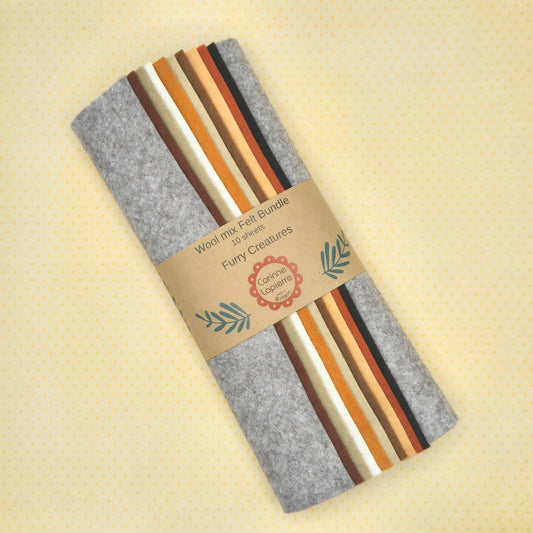 Felt Bundle of 10 Sheets - 10 themes: Furry Creatures