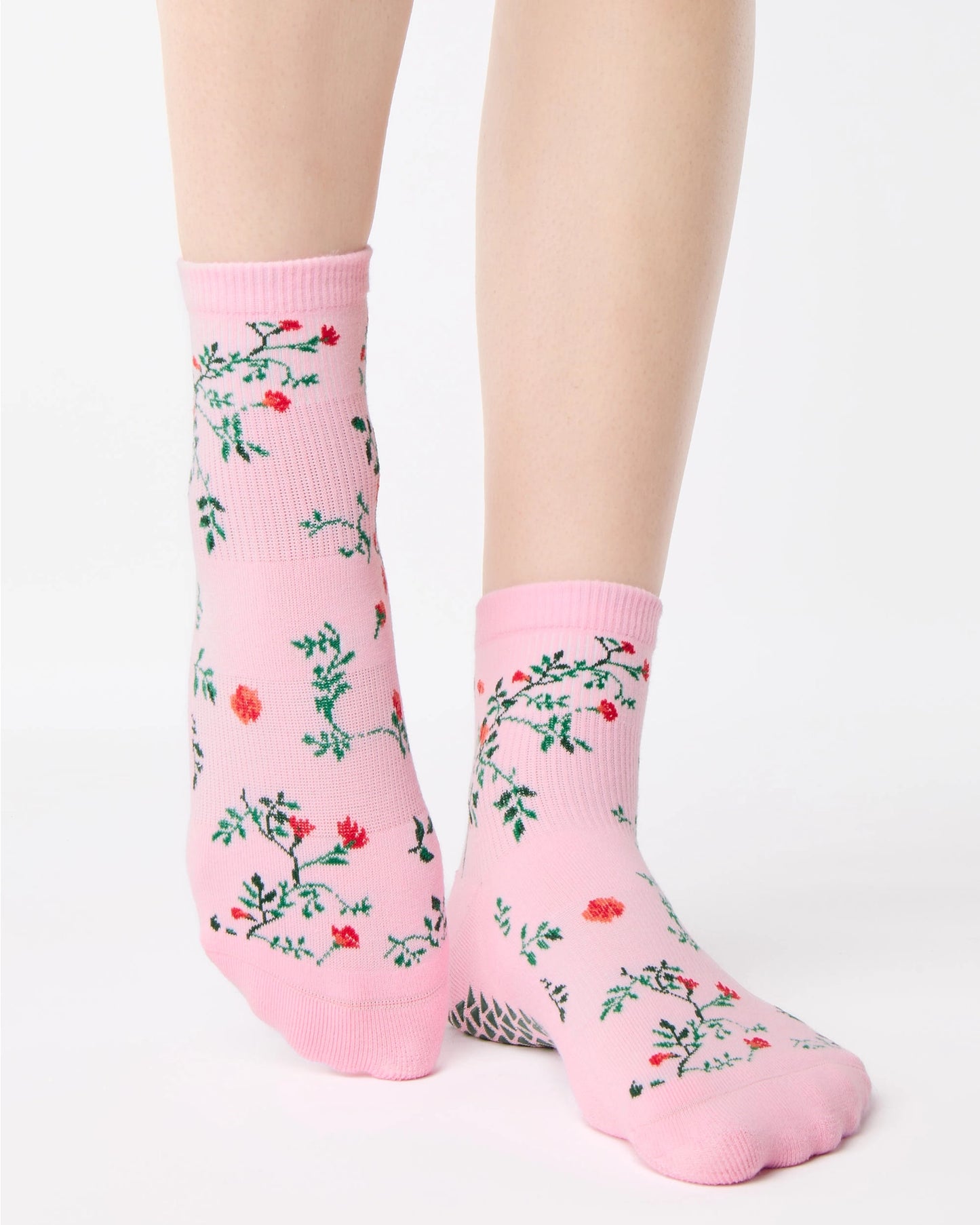 Pointe Studio - Women's Rose Garden Ankle Grip Sock Pink
