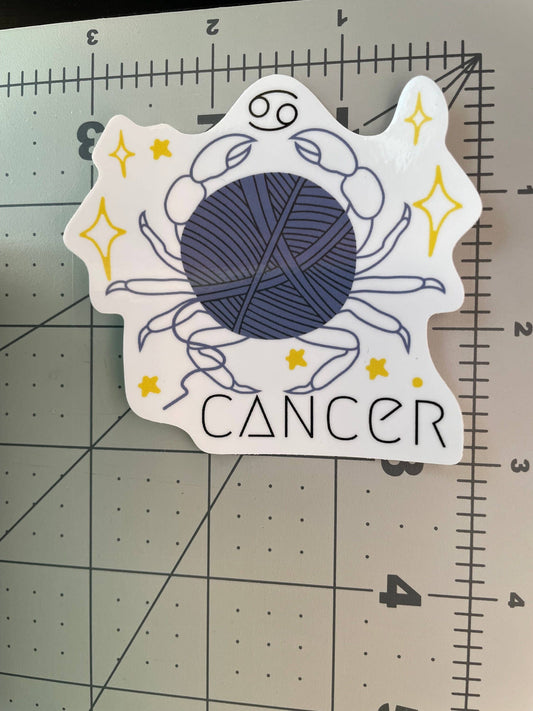 Vinyl Sticker Yarn Zodiac Astrology - Cancer - Crochet Knitt