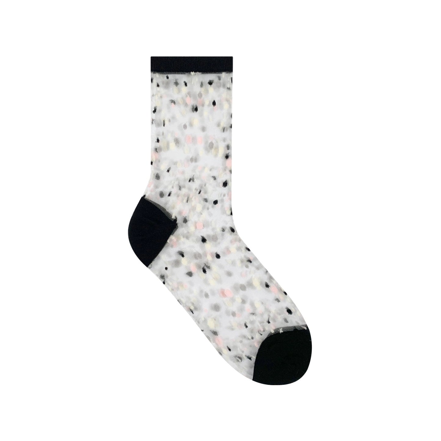 7DAYSSOCKS - Women's Crew Sheer Multi See-Through Dots Socks 7KC14-1