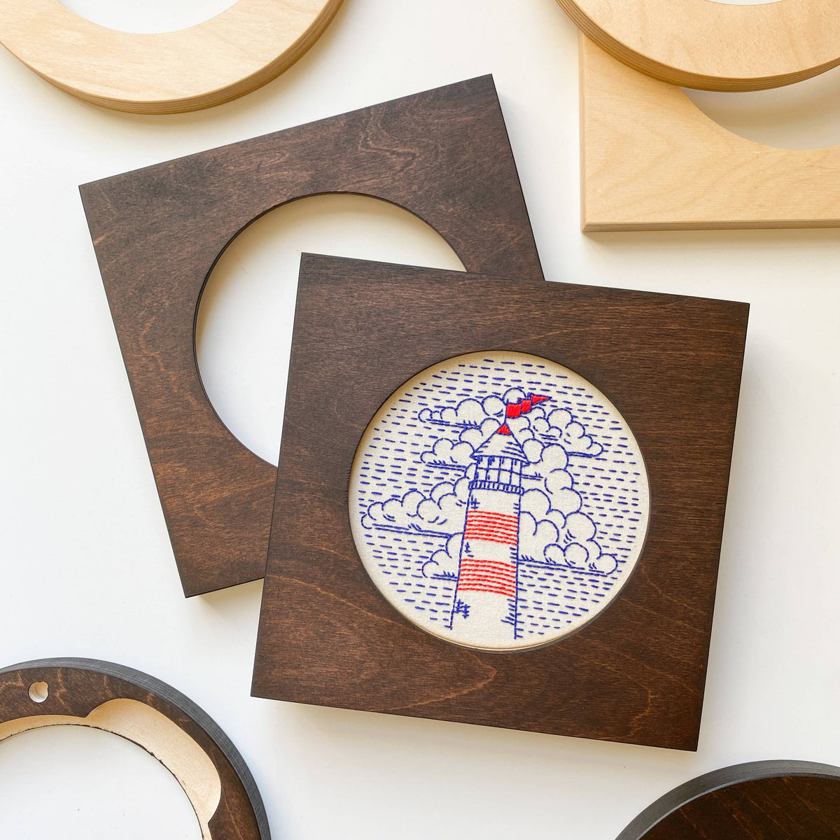Modern Embroidery Hoop Frame for 6" Hoops: Caramel / Square