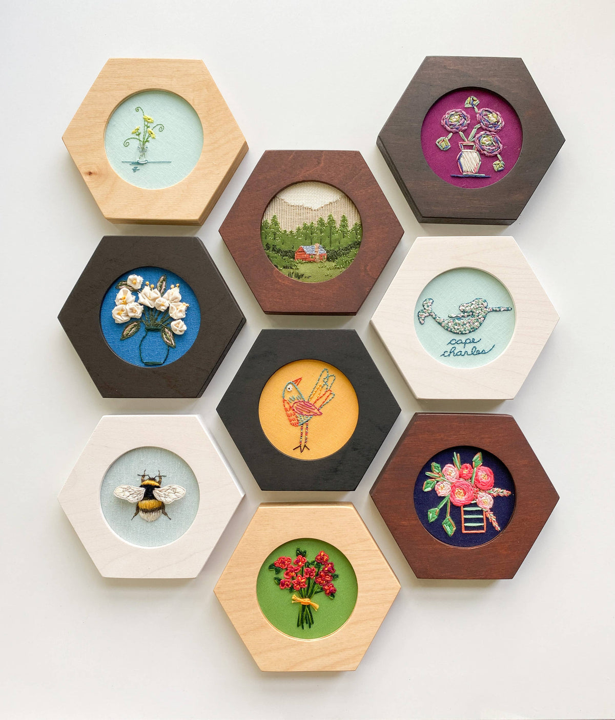 HEXAGON Embroidery Hoop Frame for 4" Hoops: Caramel