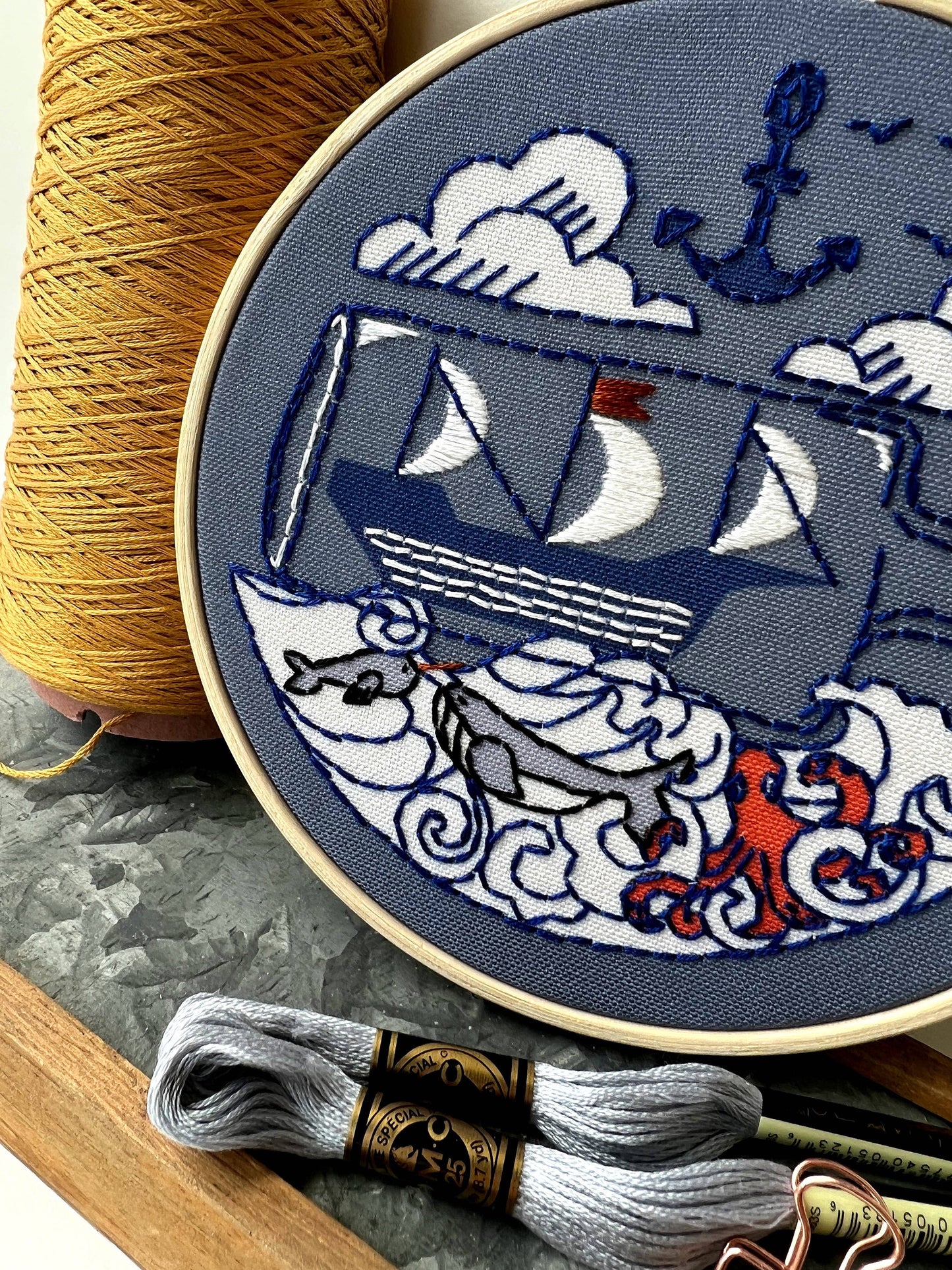 Rikrack Ship Embroidery Kit