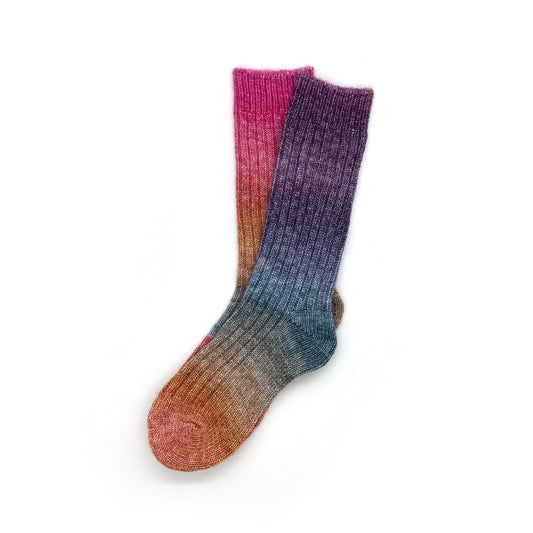 Rainbow Unicorn Birthday Surprise - Ombre Sunset Socks - Purple / Blue / Magenta