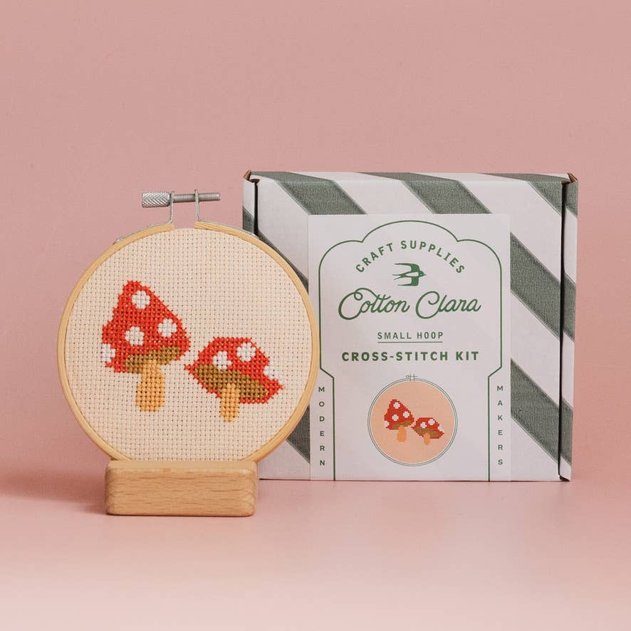 Cotton Clara Toadstool Cross Stitch Kit - Red
