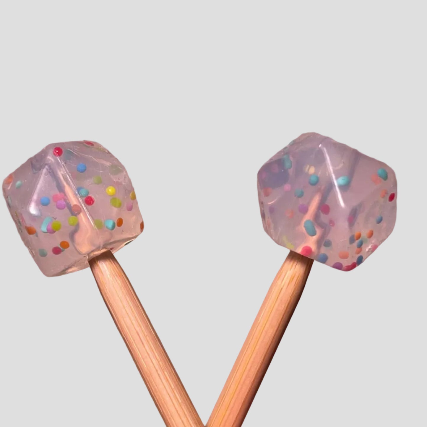 Rainbow Confetti Hexagon Knitting Needle Point Protectors