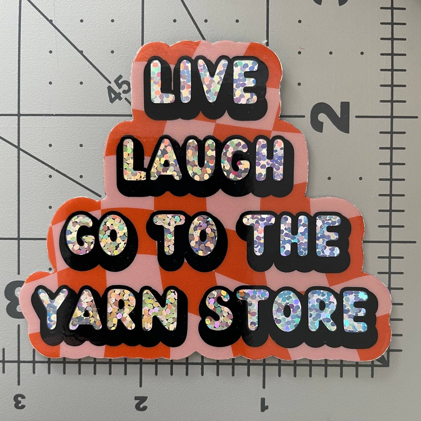 Glitter Vinyl Sticker - Yarn Store LYS Knitting Crochet